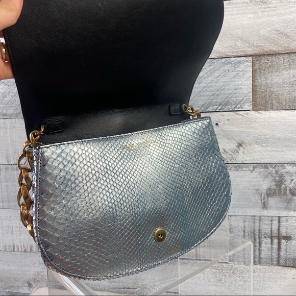 Mark Jacobs Blue Leather Snakeskin flap bag pop art lips straw vacuum eye plug - Picture 6 of 9